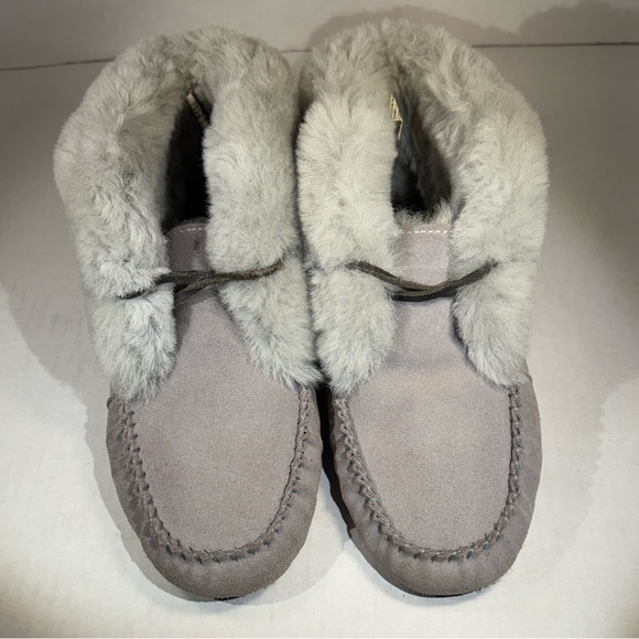 Emu of Australia Anthropologie Suede Sherling Slippers Moccasins Boots Women’s 9 - Picture 2 of 16